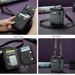 CaseMe Luxury Universal Case for Samsung Z Flip 6 5 MOTO Flip Hot Selling Shoulder Wristrap Magnetic Leather Universal Phone Bag
