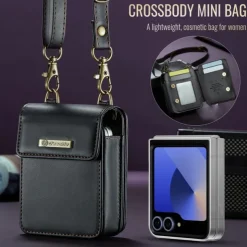 CaseMe Luxury Universal Case for Samsung Z Flip 6 5 MOTO Flip Hot Selling Shoulder Wristrap Magnetic Leather Universal Phone Bag