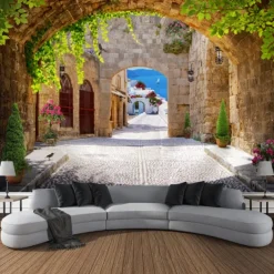 Castle Garden Scenery Tapestry Art Decoration Curtain Hanging Family Bedroom Living Room Decoration