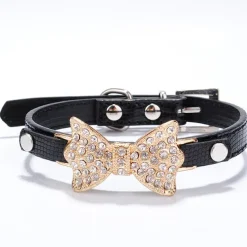 Cat Dog Collar Adjustable / Retractable Rhinestone Bowknot