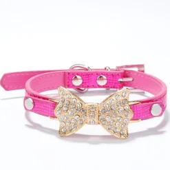 Cat Dog Collar Adjustable / Retractable Rhinestone Bowknot