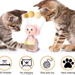 Cat Interactive Feather Toys Pet Bumbler Funny Toy Interactive Cats Toys Cat Rolling Teaser Feather Wand Toys Rotating Ball