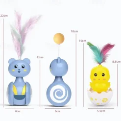 Cat Interactive Feather Toys Pet Bumbler Funny Toy Interactive Cats Toys Cat Rolling Teaser Feather Wand Toys Rotating Ball