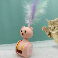 Cat Interactive Feather Toys Pet Bumbler Funny Toy Interactive Cats Toys Cat Rolling Teaser Feather Wand Toys Rotating Ball