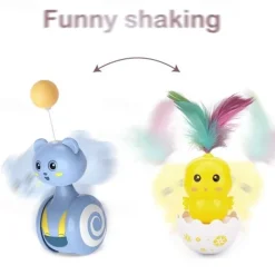 Cat Interactive Feather Toys Pet Bumbler Funny Toy Interactive Cats Toys Cat Rolling Teaser Feather Wand Toys Rotating Ball