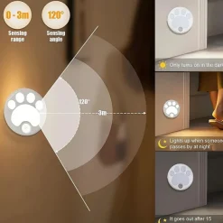 Cat LED Night Light USB Rechargeable with Motion Sensor, Dimmable Desk Lamp for Bedroom, Bedside, Kitchen, Closet and Stairs 1pc