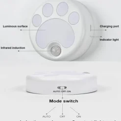 Cat LED Night Light USB Rechargeable with Motion Sensor, Dimmable Desk Lamp for Bedroom, Bedside, Kitchen, Closet and Stairs 1pc