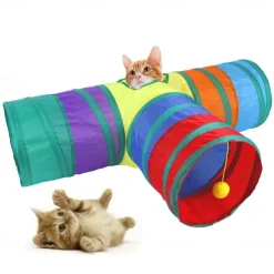 Cat Pets Toys Mouse Shape Balls Foldable Cat Kitten Play Tunnel Funny Cat Stick Mouse Supplies