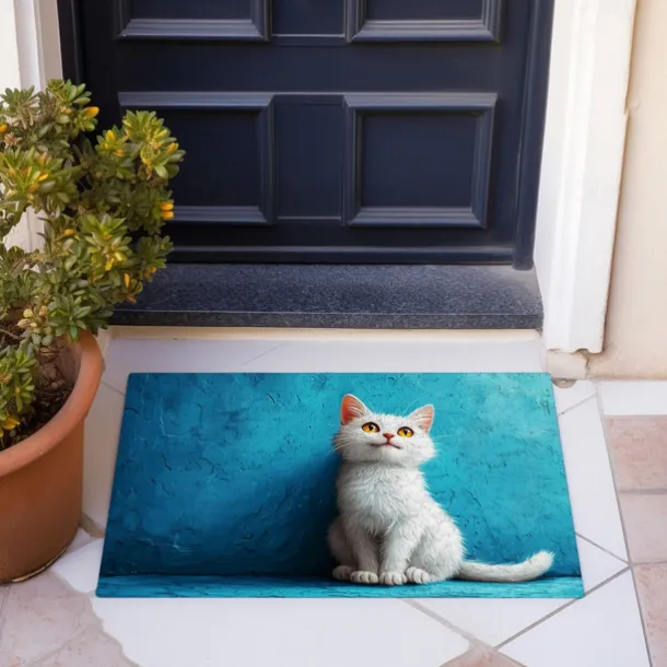 Cat Yellow Doormat Non-Slip Oil Proof Rug Indoor Outdoor Mat Bedroom Decor Bathroom Mat Entrance Rug Door Mat