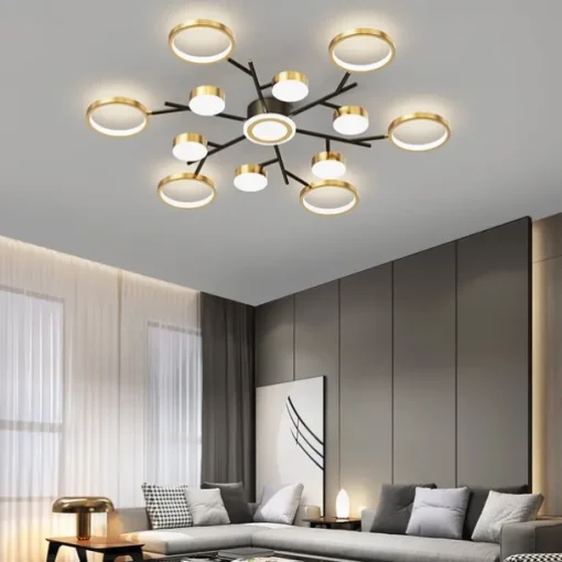 Ceiling Chandelier 6/8/12 Heads Mid Century Pendant Lighting, Ceiling Light Fixture Semi Flush Mount, Pendant Light Fixture for Living Room Kitchen Bedroom 110-240V