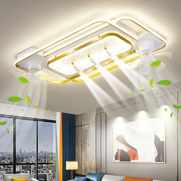 Ceiling Fan with Light 3 Spotlight App & Remote Control 101cm Dimmable 6 Wind Speeds Modern Ceiling Fan for Bedroom, Living Room 110-240V