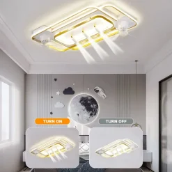 Ceiling Fan with Light 3 Spotlight App & Remote Control 101cm Dimmable 6 Wind Speeds Modern Ceiling Fan for Bedroom, Living Room 110-240V