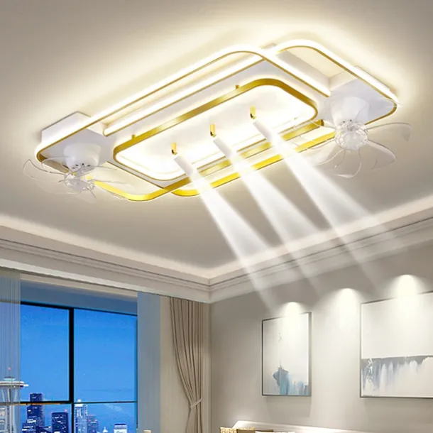 Ceiling Fan with Light 3 Spotlight App & Remote Control 101cm Dimmable 6 Wind Speeds Modern Ceiling Fan for Bedroom, Living Room 110-240V