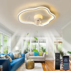 Ceiling Fan with Light App & Remote Control 50cm Dimmable 6 Speed Sputnik Design Projection Ceiling Fan Metal Modern Style Sputnik Painted Finishes LED Modern 110-240V