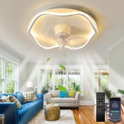 Ceiling Fan with Light App & Remote Control 50cm Dimmable 6 Speed Sputnik Design Projection Ceiling Fan Metal Modern Style Sputnik Painted Finishes LED Modern 110-240V