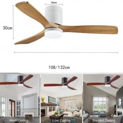 Ceiling Fan with Light Circle Design App & Remote Control Crystal 108cm Dimmable 6 Wind Speeds Modern Ceiling Fan for Bedroom, Living Room, Small Room 110-240V