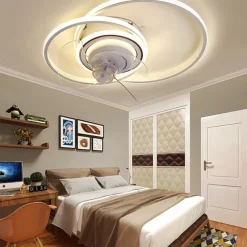 Ceiling Fan with Light Circle Design App & Remote Control 50cm Dimmable 6 Wind Speeds Modern Ceiling Fan for Bedroom, Living Room, Small Room 110-240V