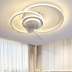 Ceiling Fan with Light Circle Design App & Remote Control 50cm Dimmable 6 Wind Speeds Modern Ceiling Fan for Bedroom, Living Room, Small Room 110-240V