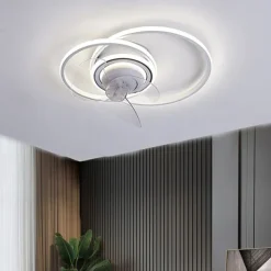 Ceiling Fan with Light Circle Design App & Remote Control 50cm Dimmable 6 Wind Speeds Modern Ceiling Fan for Bedroom, Living Room, Small Room 110-240V