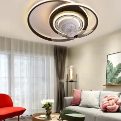 Ceiling Fan with Light Circle Design App & Remote Control 50cm Dimmable 6 Wind Speeds Modern Ceiling Fan for Bedroom, Living Room, Small Room 110-240V