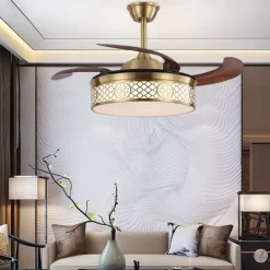 Ceiling Fan with Light Circle Design App & Remote Control Crystal 50cm Dimmable 6 Wind Speeds Modern Ceiling Fan for Bedroom, Living Room, Small Room 110-240V