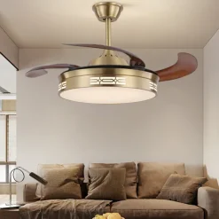 Ceiling Fan with Light Circle Design App & Remote Control Crystal 50cm Dimmable 6 Wind Speeds Modern Ceiling Fan for Bedroom, Living Room, Small Room 110-240V