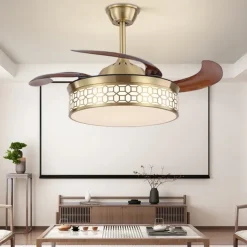 Ceiling Fan with Light Circle Design App & Remote Control Crystal 50cm Dimmable 6 Wind Speeds Modern Ceiling Fan for Bedroom, Living Room, Small Room 110-240V