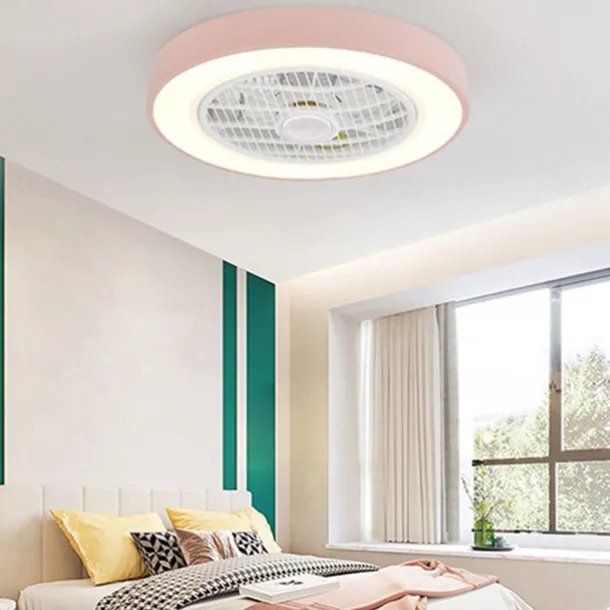 Ceiling Fan with Light 50cm 19.66in 30W*2 Macarone Safe Stepless Dimming Ceiling Fan Light Including Remote Control APP Control for Timed Six Speed Embedded Ceiling Fan with Light AC110V AC220V