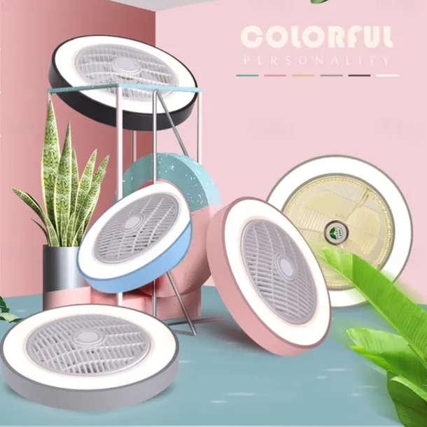 Ceiling Fan with Light 50cm 19.66in 30W*2 Macarone Safe Stepless Dimming Ceiling Fan Light Including Remote Control APP Control for Timed Six Speed Embedded Ceiling Fan with Light AC110V AC220V