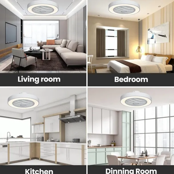 Ceiling Fan with Light 50cm 19.66in 30W*2 Macarone Safe Stepless Dimming Ceiling Fan Light Including Remote Control APP Control for Timed Six Speed Embedded Ceiling Fan with Light AC110V AC220V