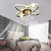 Ceiling Fan with Light Dimmable Circle Design Crystal 57cm 6 Wind Speeds Modern Ceiling Fan for Bedroom, Living Room App & Remote Control 110-240V