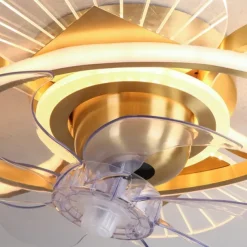 Ceiling Fan with Light Dimmable Circle Design Crystal 62cm 6 Wind Speeds Modern Ceiling Fan for Bedroom, Living Room App & Remote Control 110-240V