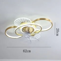 Ceiling Fan with Light Dimmable Circle Design Crystal 62cm 6 Wind Speeds Modern Ceiling Fan for Bedroom, Living Room App & Remote Control 110-240V