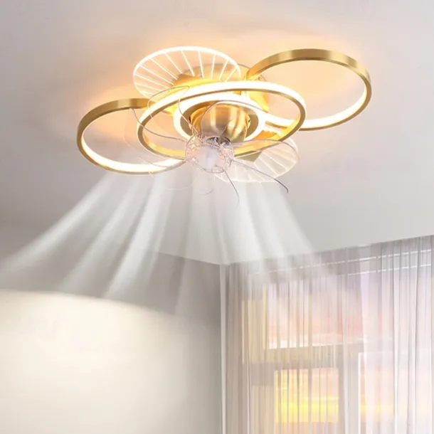 Ceiling Fan with Light Dimmable Circle Design Crystal 62cm 6 Wind Speeds Modern Ceiling Fan for Bedroom, Living Room App & Remote Control 110-240V