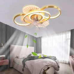 Ceiling Fan with Light Dimmable Circle Design Crystal 62cm 6 Wind Speeds Modern Ceiling Fan for Bedroom, Living Room App & Remote Control 110-240V