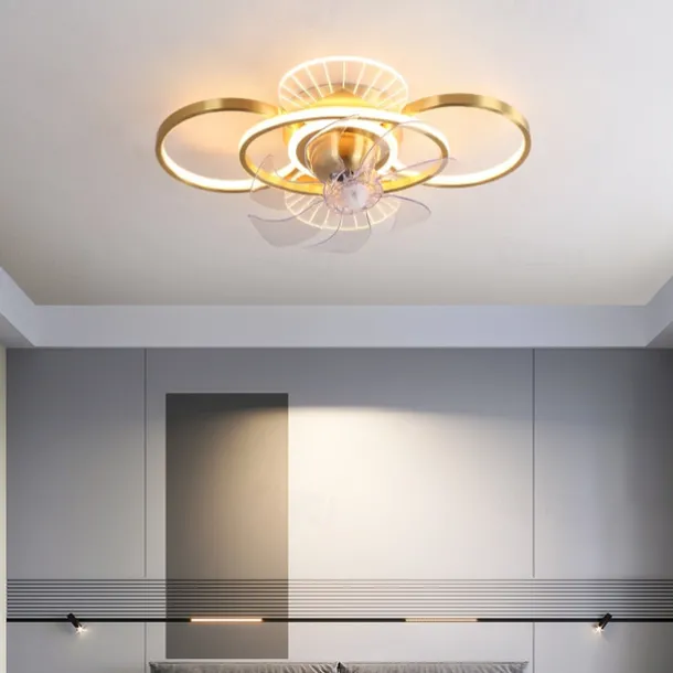 Ceiling Fan with Light Dimmable Circle Design Crystal 62cm 6 Wind Speeds Modern Ceiling Fan for Bedroom, Living Room App & Remote Control 110-240V