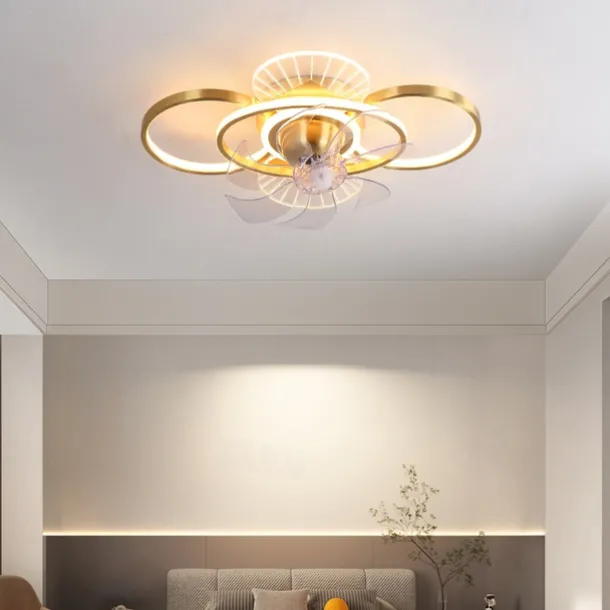 Ceiling Fan with Light Dimmable Circle Design Crystal 62cm 6 Wind Speeds Modern Ceiling Fan for Bedroom, Living Room App & Remote Control 110-240V