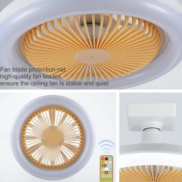 Ceiling Fan with Light Remote Control CABLE E26 SOCKET INCLUDE 10 Inch Enclosed Ceiling Fan Dimmable 3 Light Color, 3 Speed LED Low Profile Flush Mount Ceiling Fan for Kitchen