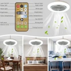 Ceiling Fan with Light Remote Control CABLE E26 SOCKET INCLUDE 10 Inch Enclosed Ceiling Fan Dimmable 3 Light Color, 3 Speed LED Low Profile Flush Mount Ceiling Fan for Kitchen