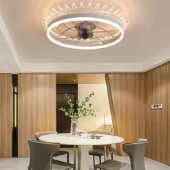 Ceiling Fan with Light Ring Circle Design 22" App & Remote Control, Timing & 3 Led Color Led Ceiling Fan, 6 Wind Speeds Modern Ceiling Fan for Bedroom, Living Room, Small Room