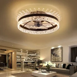 Ceiling Fan with Light Ring Circle Design 22" App & Remote Control, Timing & 3 Led Color Led Ceiling Fan, 6 Wind Speeds Modern Ceiling Fan for Bedroom, Living Room, Small Room