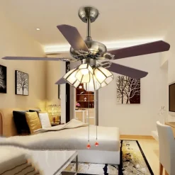Ceiling Fan with Lights and Remote 108/120/130cm Industrial Fandelier Indoor Vintage Chandelier Fan Light for Bedroom, Living Room, Dinning Room, Kids Room Warm Light