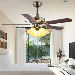 Ceiling Fan with Lights and Remote 108/120/130cm Industrial Fandelier Indoor Vintage Chandelier Fan Light for Bedroom, Living Room, Dinning Room, Kids Room Warm Light