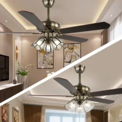 Ceiling Fan with Lights and Remote 42" Industrial Fandelier Indoor Vintage Chandelier Fan Light for Bedroom, Living Room, Dinning Room, Kids Room Warm White