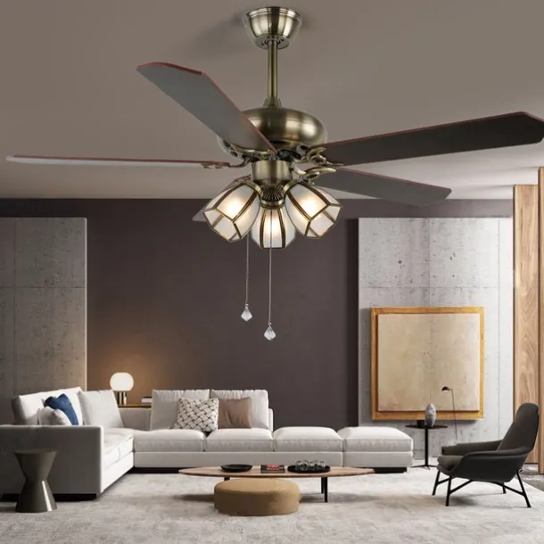 Ceiling Fan with Lights and Remote 42" Industrial Fandelier Indoor Vintage Chandelier Fan Light for Bedroom, Living Room, Dinning Room, Kids Room Warm White