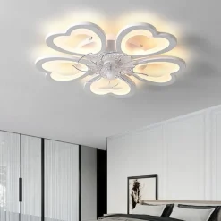 Ceiling Fan with Lights 65cm Dimmable LED 3 Color 6 Speeds Timing Reversible Blades with Remote Control, Household Fan Chandelier, indoor Low Profile Flush Mount Ceiling Fan