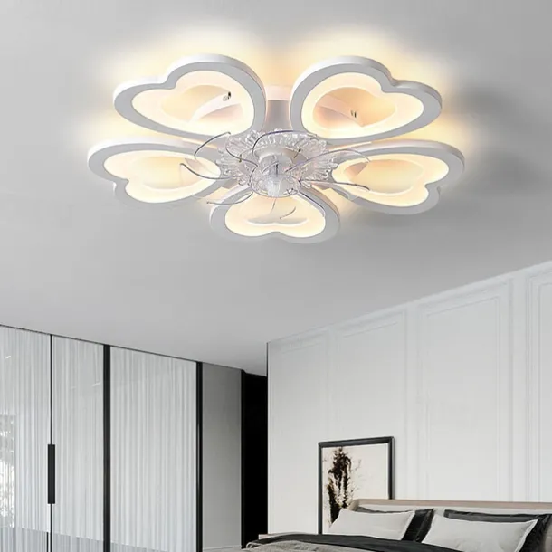 Ceiling Fan with Lights 65cm Dimmable LED 3 Color 6 Speeds Timing Reversible Blades with Remote Control, Household Fan Chandelier, indoor Low Profile Flush Mount Ceiling Fan
