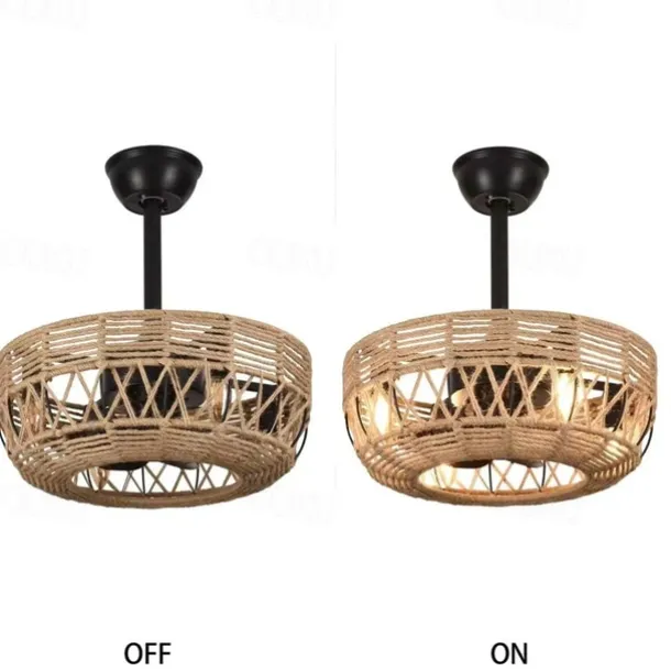 Ceiling Fan with Lights Crystal Black 18" Warm White LED 6 Speeds Timing Reversible Blades with Remote Control, Household Fan Chandelier, indoor Low Profile Flush Mount Ceiling Fan 110-120V