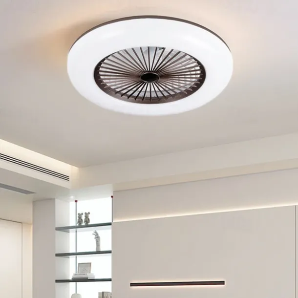Ceiling Fans with Lights, 55cm Modern Low Profile Ceiling Fan, 72W Flush Mount, 3 Colors, 3 Speeds, Dimmable Ceiling Fan with Light 110-240V
