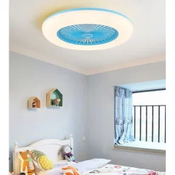 Ceiling Fans with Lights, 55cm Modern Low Profile Ceiling Fan, 72W Flush Mount, 3 Colors, 3 Speeds, Dimmable Ceiling Fan with Light 110-240V